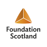Triangle logo above 'Foundation Scotland' text on white background.
